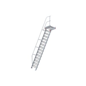 Euroline Podesttreppe 60 Grad, 600 mm Stufenbreite 1 Treppen-/Podestgeländer, Stufenausführung Stahl - Gitterrost 16 Stufen