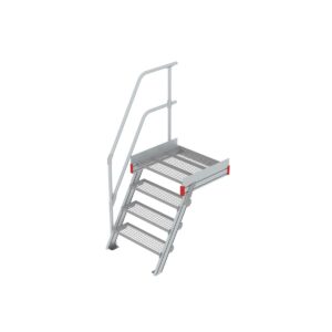 Euroline Podesttreppe 60 Grad, 800 mm Stufenbreite 1 Treppen-/Podestgeländer, Stufenausführung Stahl - Gitterrost 4 Stufen