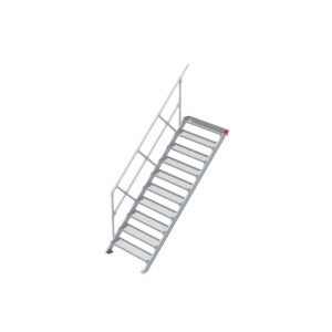 Euroline Treppe 45 Grad, 1000 mm Stufenbreite, 1 Handlauf, Stufenausführung Stahl - Gitterrost 10 Stufen