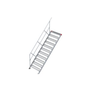Euroline Treppe 45 Grad, 1000 mm Stufenbreite, 1 Handlauf, Stufenausführung Stahl - Gitterrost 11 Stufen