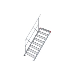 Euroline Treppe 45 Grad, 1000 mm Stufenbreite, 1 Handlauf, Stufenausführung Stahl - Gitterrost  8 Stufen