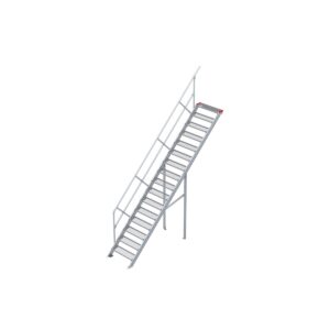 Euroline Treppe 45 Grad, 800 mm Stufenbreite, 1 Handlauf, Stufenausführung Stahl - Gitterrost 16 Stufen