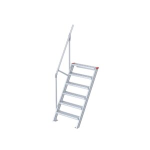 Euroline Treppe 60 Grad, 600 mm Stufenbreite, 1 Handlauf, Stufenausführung Alu - gerieft 6 Stufen