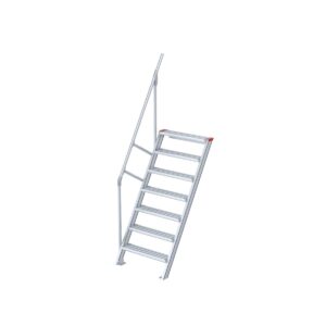 Euroline Treppe 60 Grad, 600 mm Stufenbreite, 1 Handlauf, Stufenausführung Alu - gerieft 7 Stufen