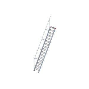Euroline Treppe 60 Grad, 600 mm Stufenbreite, 1 Handlauf, Stufenausführung Stahl - Gitterrost 16 Stufen