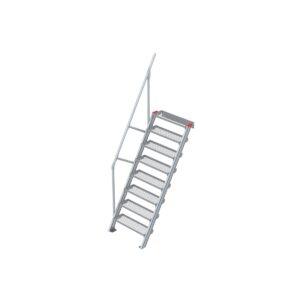 Euroline Treppe 60 Grad, 800 mm Stufenbreite, 1 Handlauf, Stufenausführung Stahl - Gitterrost 8 Stufen
