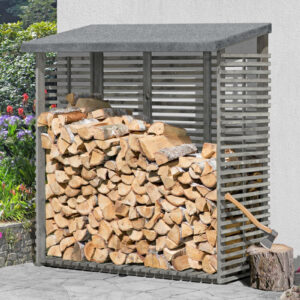 Kaminholzregal FLAMMO S mit Rückwand, grau