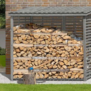 Kaminholzregal FLAMMO XL mit Rückwand, grau