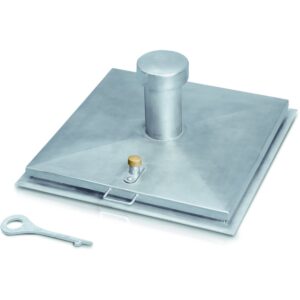 ZARGES Brunnenabdeckung, eckige Form mit Belüftungskamin, Edelstahl V2A 1200x1200 mm mit Isolierung