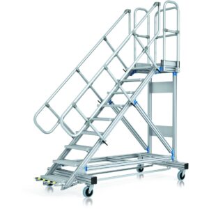ZARGES Plattformtreppe Ergo Stop 45° 12 Stufen, 600 mm breit, Höhe 2,79 m
