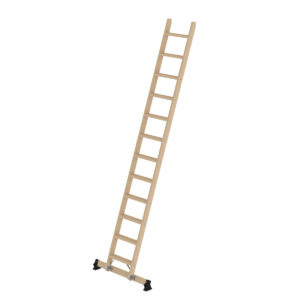 Günzburger Steigtechnik Stufen-Anlegeleiter Holz mit nivello®-Traverse 12 Stufen