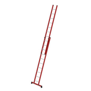Günzburger Steigtechnik Sprossen-Schiebeleiter 2-teilig GFK/Alu mit nivello®-Traverse 2x10 Sprossen