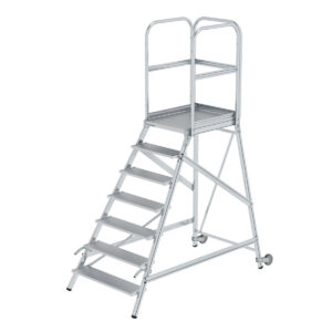 Das richtige Gewächshaus - problemlos und komfortabel 7 Günzburger Steigtechnik Podesttreppe einseitig begehbar mit Rollen und Griffen Aluminium geriffelt 7 Stufen