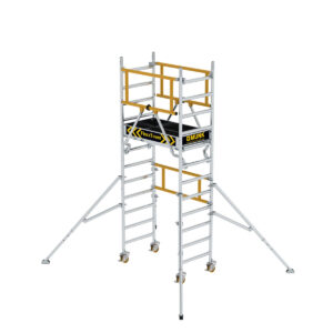 Günzburger Steigtechnik FlexxTower SG ergo mit vorlaufendem Geländer Plattformhöhe 2,10 m