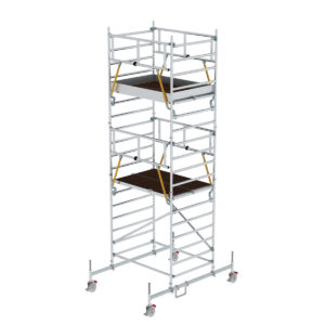 Günzburger Steigtechnik Rollgerüst SG 1,35 x 1,80 m mit Fahrbalken & Doppel-Plattform Plattformhöhe 4,66 m