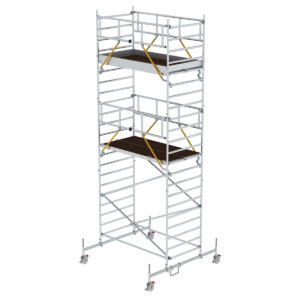 Günzburger Steigtechnik Rollgerüst SG 1,35 x 2,45 m mit Fahrbalken & Doppel-Plattform Plattformhöhe 5,78 m
