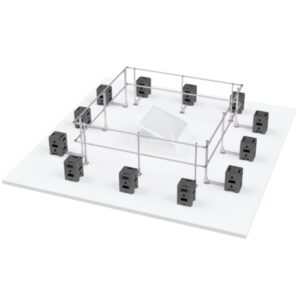Hymer HYGHTS Geländersystem, Lichtkuppelumwehrung ohne Durchgangssperre ISO 14122-3 & NF E85-015, 3x3 Meter