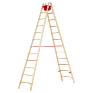 Das richtige Gewächshaus - problemlos und komfortabel 1 Hymer Holz-Stufenstehleiter, beidseitig begehbar 2x12