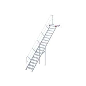 Das richtige Gewächshaus - problemlos und komfortabel 10 Euroline Podesttreppe 45 Grad, 1000 mm Stufenbreite, 1 Treppen-/Podestgeländer, Stufenausführung Alu – gerieft 18 Stufen