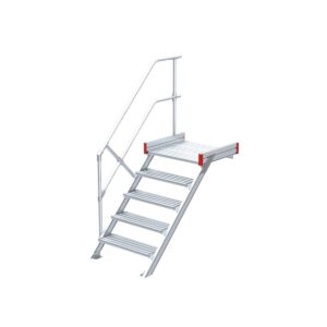 Das richtige Gewächshaus - problemlos und komfortabel 3 Euroline Podesttreppe 45 Grad, 600 mm Stufenbreite 1 Treppen-/Podestgeländer, Stufenausführung Alu – gerieft 5 Stufen