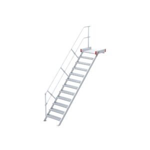 Das richtige Gewächshaus - problemlos und komfortabel 9 Euroline Podesttreppe 45 Grad, 800 mm Stufenbreite, 1 Treppen-/Podestgeländer, Stufenausführung Alu – gerieft 12 Stufen