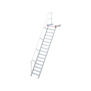 Das richtige Gewächshaus - problemlos und komfortabel 5 Euroline Podesttreppe 60 Grad, 600 mm Stufenbreite, 1 Treppen-/Podestgeländer, Stufenausführung Alu – gerieft 16 Stufen