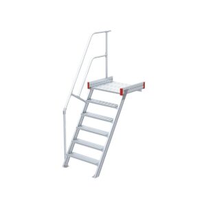 Das richtige Gewächshaus - problemlos und komfortabel 8 Euroline Podesttreppe 60 Grad, 800 mm Stufenbreite, 1 Treppen-/Podestgeländer, Stufenausführung Alu – gerieft 6 Stufen