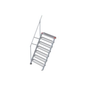Euroline Treppe 60 Grad, 1000 mm Stufenbreite, 1 Handlauf, Stufenausführung Stahl - Gitterrost 7 Stufen