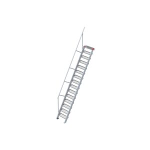 Euroline Treppe 60 Grad, 600 mm Stufenbreite, 1 Handlauf, Stufenausführung Stahl - Gitterrost 15 Stufen