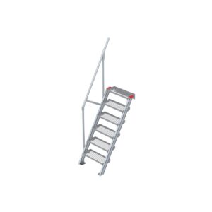 Euroline Treppe 60 Grad, 600 mm Stufenbreite, 1 Handlauf, Stufenausführung Stahl - Gitterrost 6 Stufen