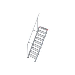 Euroline Treppe 60 Grad, 800 mm Stufenbreite, 1 Handlauf, Stufenausführung Stahl - Gitterrost 9 Stufen