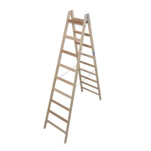 Krause STABILO Sprossen-DoppelLeiter (Holz) 2x9 Sprossen