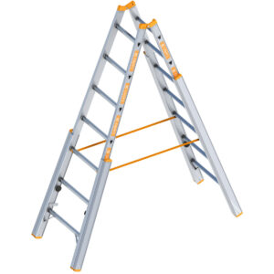 Das richtige Gewächshaus - problemlos und komfortabel 2 Layher Treppenstehleiter TOPIC 7 Sprossen, Aluminiumleiter klappbar mit verstellbaren Holmen, Länge 2.10 m