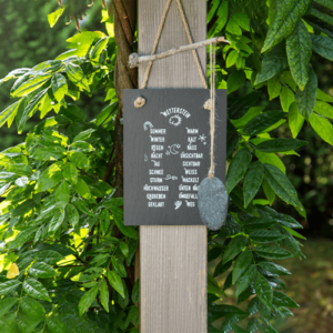 Das richtige Gewächshaus - problemlos und komfortabel 10 Wetterstein mit Schiefertafel