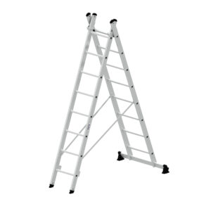 Günzburger Steigtechnik Mehrzweckleiter 2-teilig mit nivello®-Traverse 2x8 Sprossen