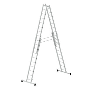 Günzburger Steigtechnik Sprossen-Stehleiter 4-teilig mit nivello®-Traverse 4x10 Sprossen