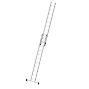 Günzburger Steigtechnik Stufen-Schiebeleiter 2-teilig mit nivello®-Traverse 1x11 + 1x10 Stufen