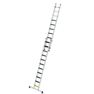 Günzburger Steigtechnik Stufen-Schiebeleiter 2-teilig mit nivello-Traverse und clip-step R13 1x11 + 1x10