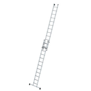 Günzburger Steigtechnik Stufen-Seilzugleiter 2-teilig mit nivello® Traverse 2x12 Stufen