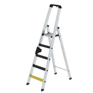 Günzburger Steigtechnik Stufen-Stehleiter einseitig begehbar mit clip-step R13 5 Stufen