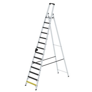 Günzburger Steigtechnik Stufen-Stehleiter einseitig begehbar mit clip-step R13 14 Stufen