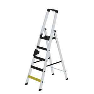 Günzburger Steigtechnik Stufen-Stehleiter 250 kg einseitig begehbar mit clip-step R13 5 Stufen