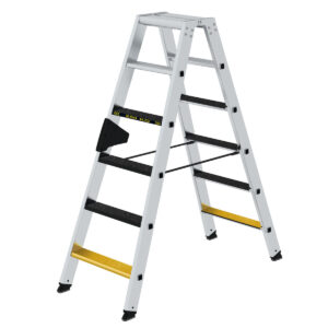 Günzburger Steigtechnik Stufen-Stehleiter 250 kg beidseitig begehbar mit clip-step R13 2x6 Stufen