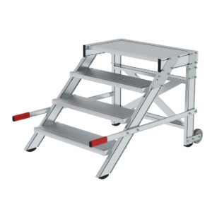 Günzburger Steigtechnik Arbeitspodest fahrbar, Stufenbreite 800 mm, Aluminium geriffelt 4 Stufen