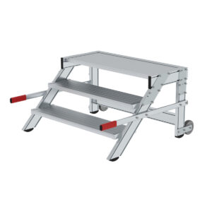 Günzburger Steigtechnik Arbeitspodest fahrbar, Stufenbreite 1000 mm, Aluminium geriffelt 3 Stufen