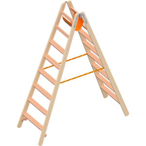 Layher Holzstehleiter mit 80mm breiten Stufen, beidseitig begehbar 8 Stufen / Länge 2,12 m