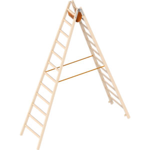 Layher Holzstehleiter 12 Sprossen aus stabilem Holz mit 2x12 Sprossen; beidseitig begehbar; klappbar; Länge 3.50 m