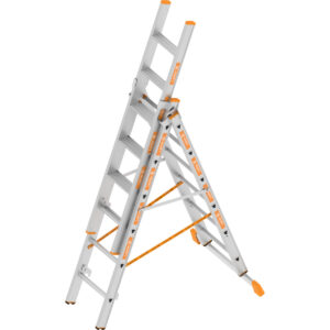 Layher TOPIC 1041 Allzweckleiter 3-teilig mit Stufen  3x6