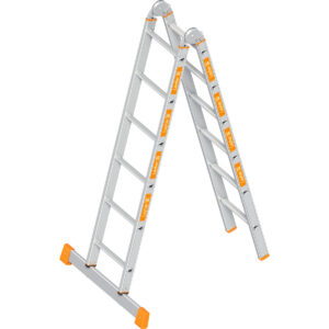 Layher Klappleiter TOPIC 6 Sprossen; Aluminiumleiter 2x6 Sprossen, klappbar, beidseitig begehbar, Länge 3.59 m