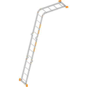 Layher Kofferraumleiter TOPIC 4x4 Sprossen; Aluminiumleiter klappbar und universell einsetzbar, Länge 4.55 m